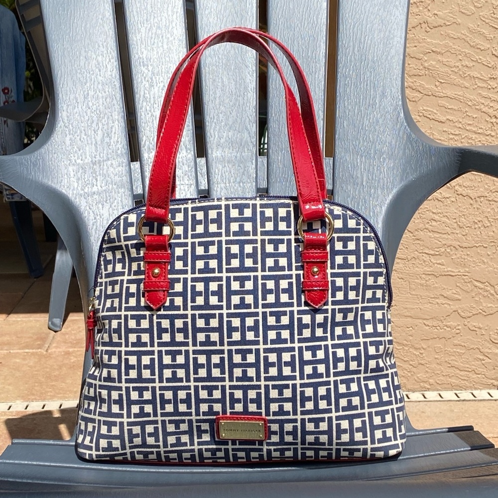 Tommy Hilfiger Red White And Blue H Pattern Hand Bag